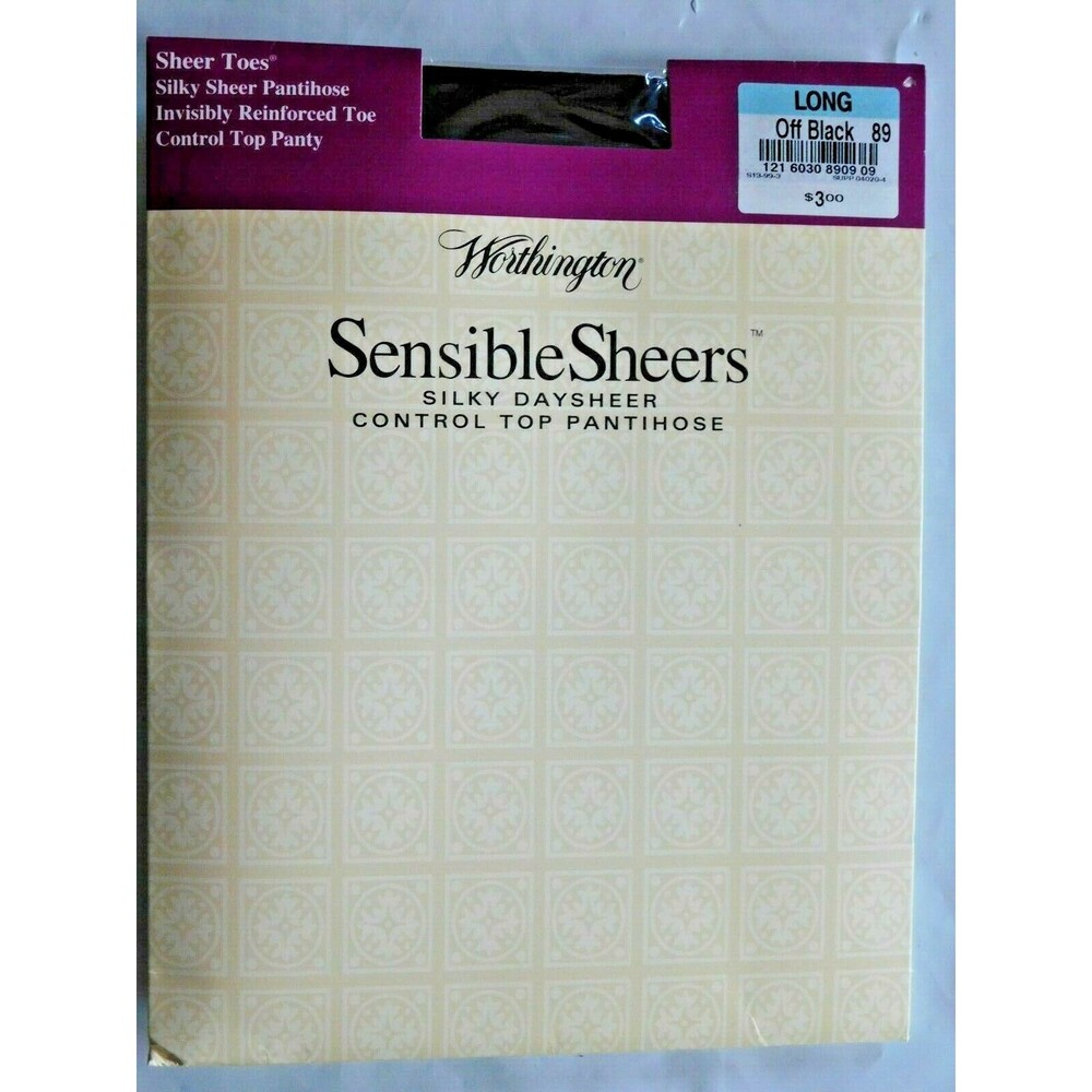 Worthington Pantyhose Sensible Sheers Super Shaper Off Black Size Long
